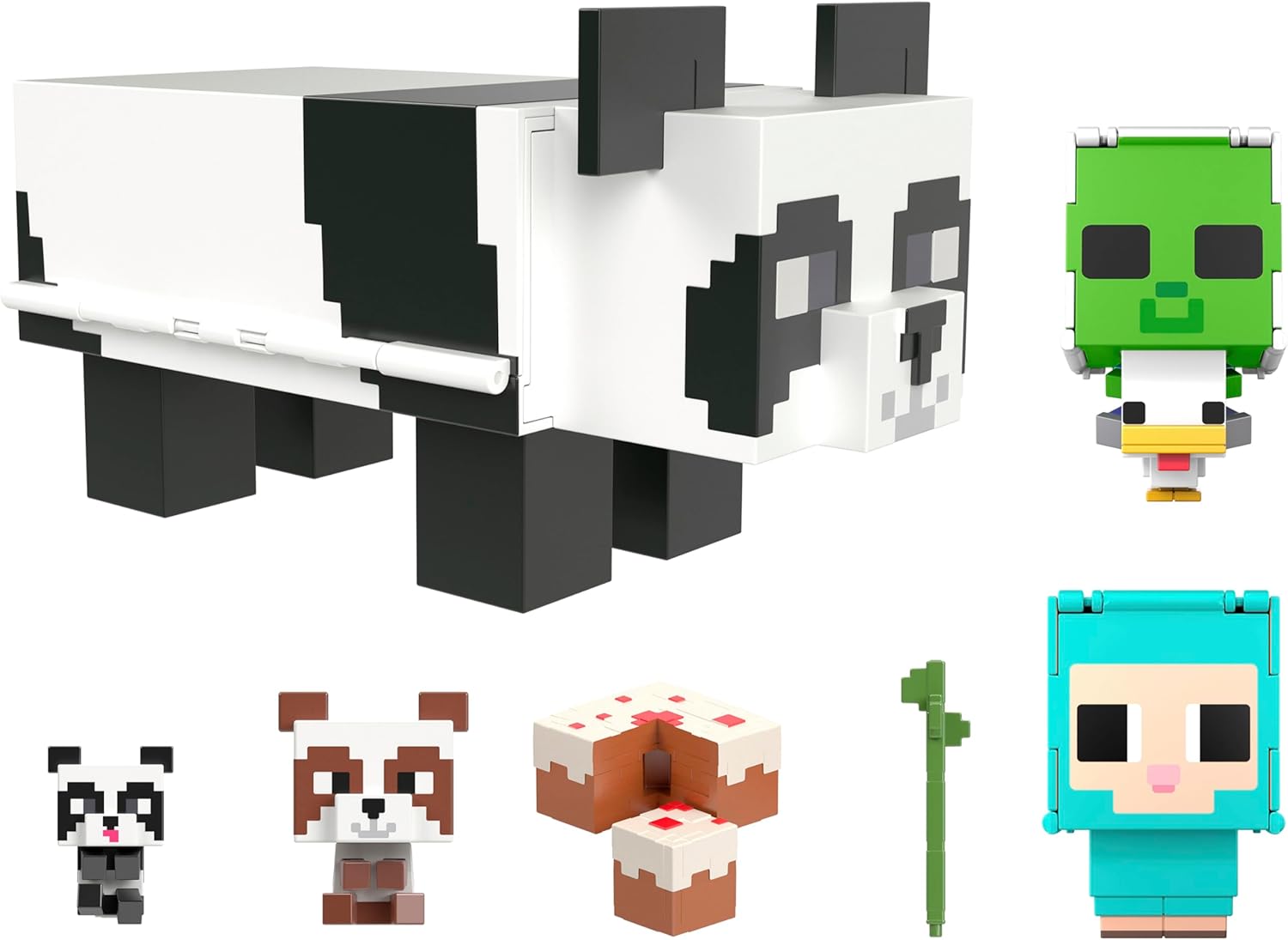 Minecraft Mob Head Minis Panda Playhouse Playset & 2 Panda Action Figures
